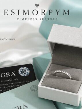 Elegant Moissanite Eternity Band Ring Size 8 D Color Sparkle GRA Certified
